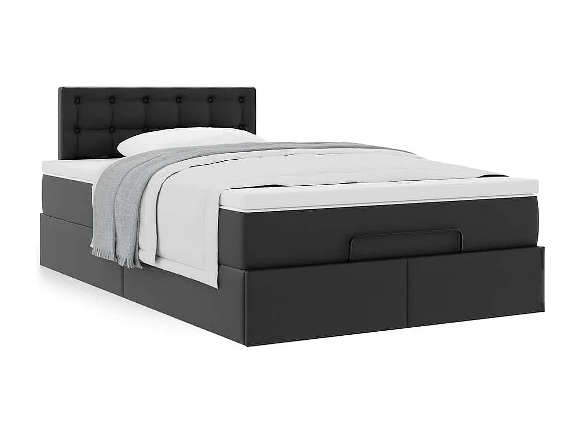 Ottoman bed met matras 120x190 cm kunstleer zwart