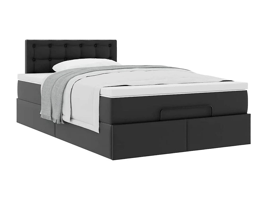 Ottoman bed met matras 120x190 cm kunstleer zwart