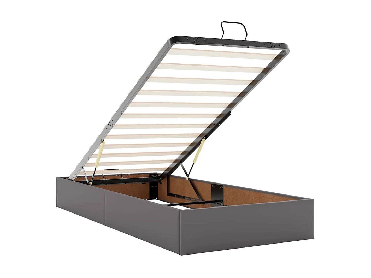 Cadre de lit ottoman avec matelas gris 100x200 cm similicuir