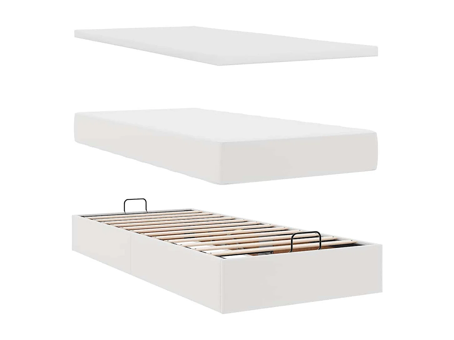 moldura de cama síriaXL otomana com colchão branco couro falso