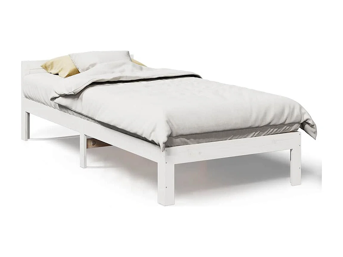Bedframe zonder matras massief grenenhout wit 90x200 cm