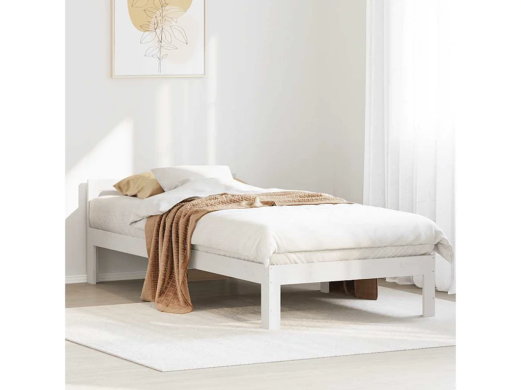 Cadre de lit sans matelas blanc 90x200 cm bois de pin massif
