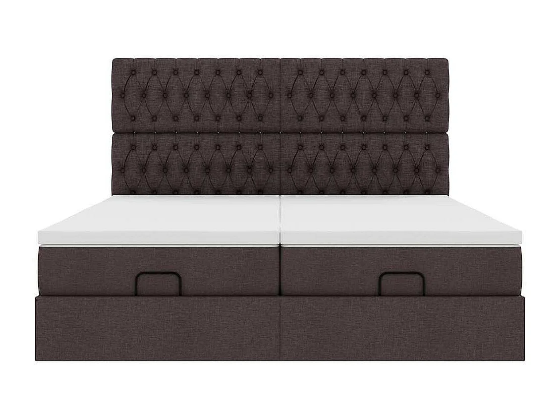 Ottoman bed met matrassen 180x200cm stof donkerbruin