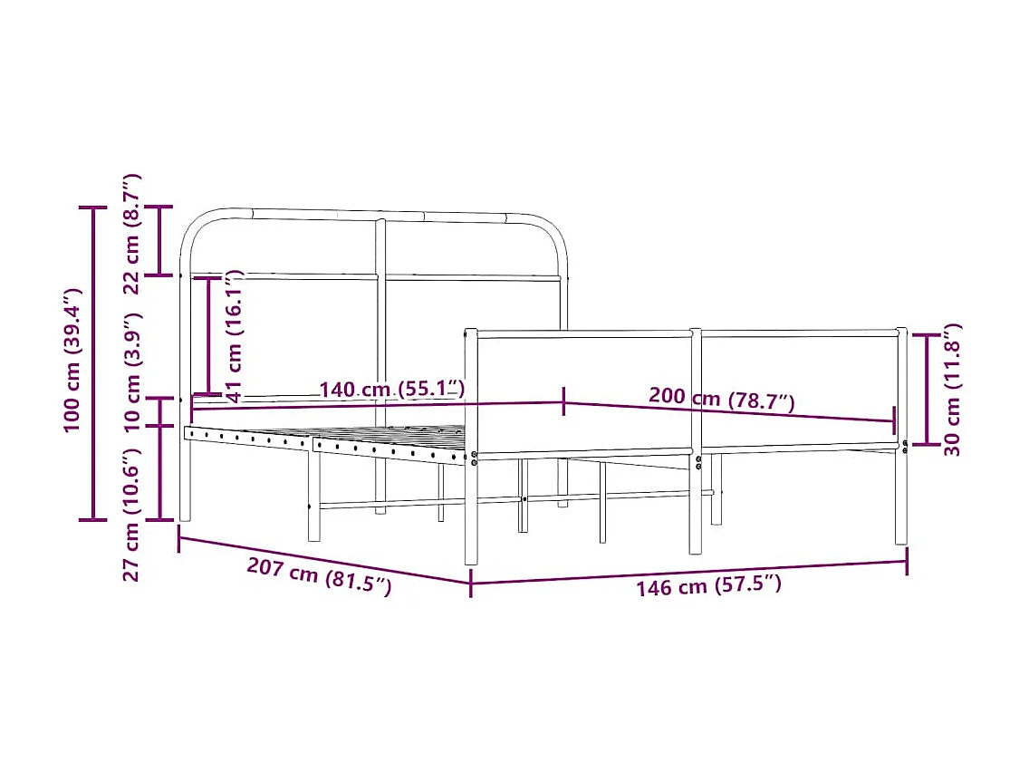 Bedframe zonder matras bewerkt hout sonoma eikenkleur 140x200cm
