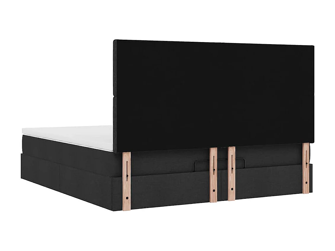 Cadre de lit ottoman avec matelas noir 160x200 cm tissu
