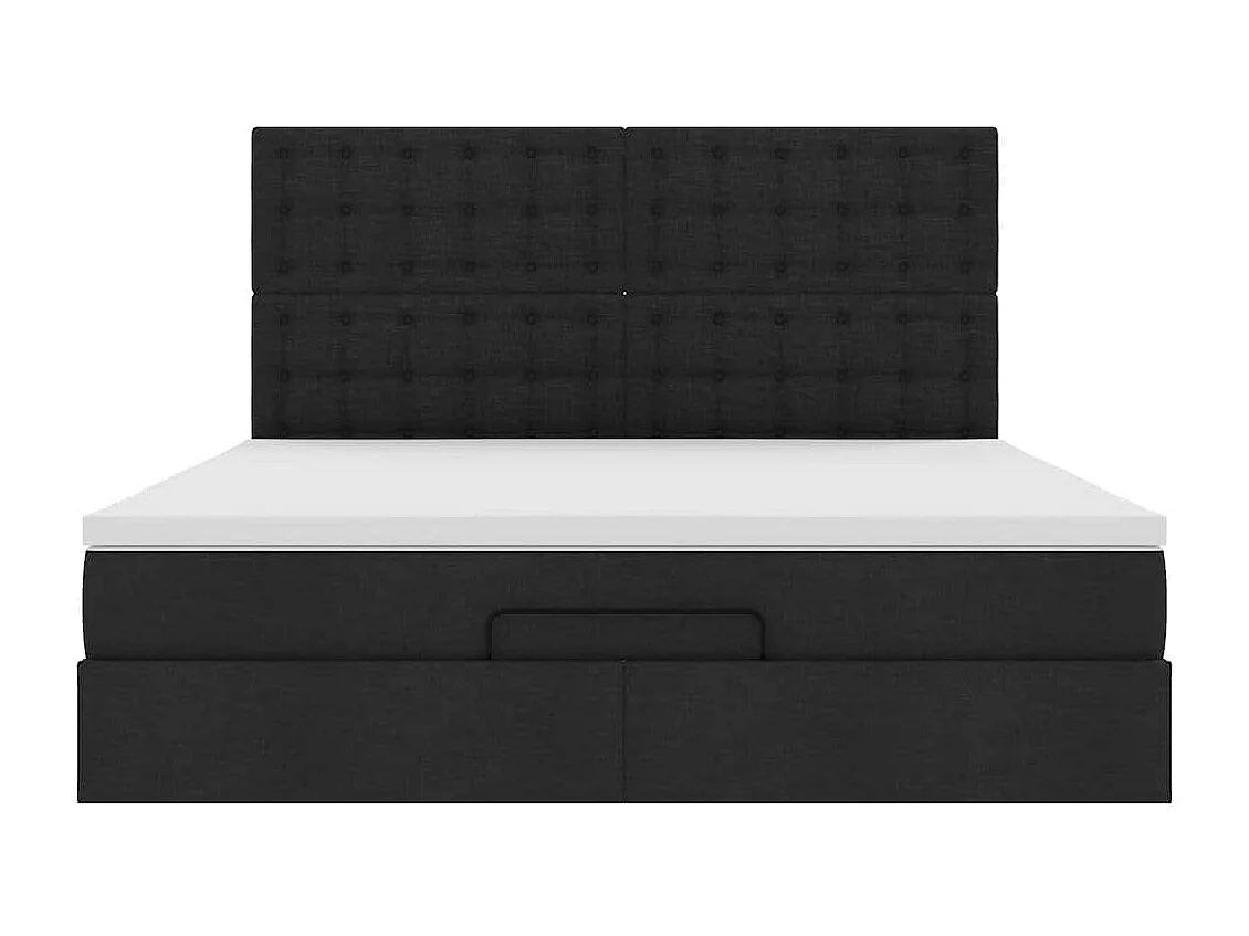 Cadre de lit ottoman avec matelas noir 160x200 cm tissu