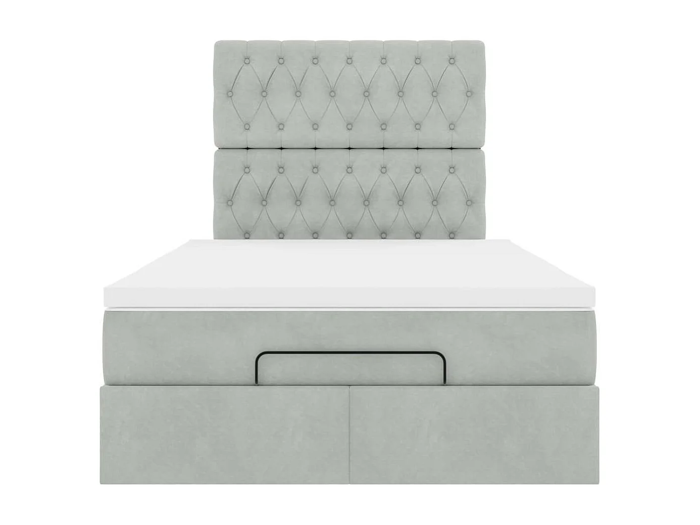Cadre de lit ottoman avec matelas gris clair 120x190 cm velours