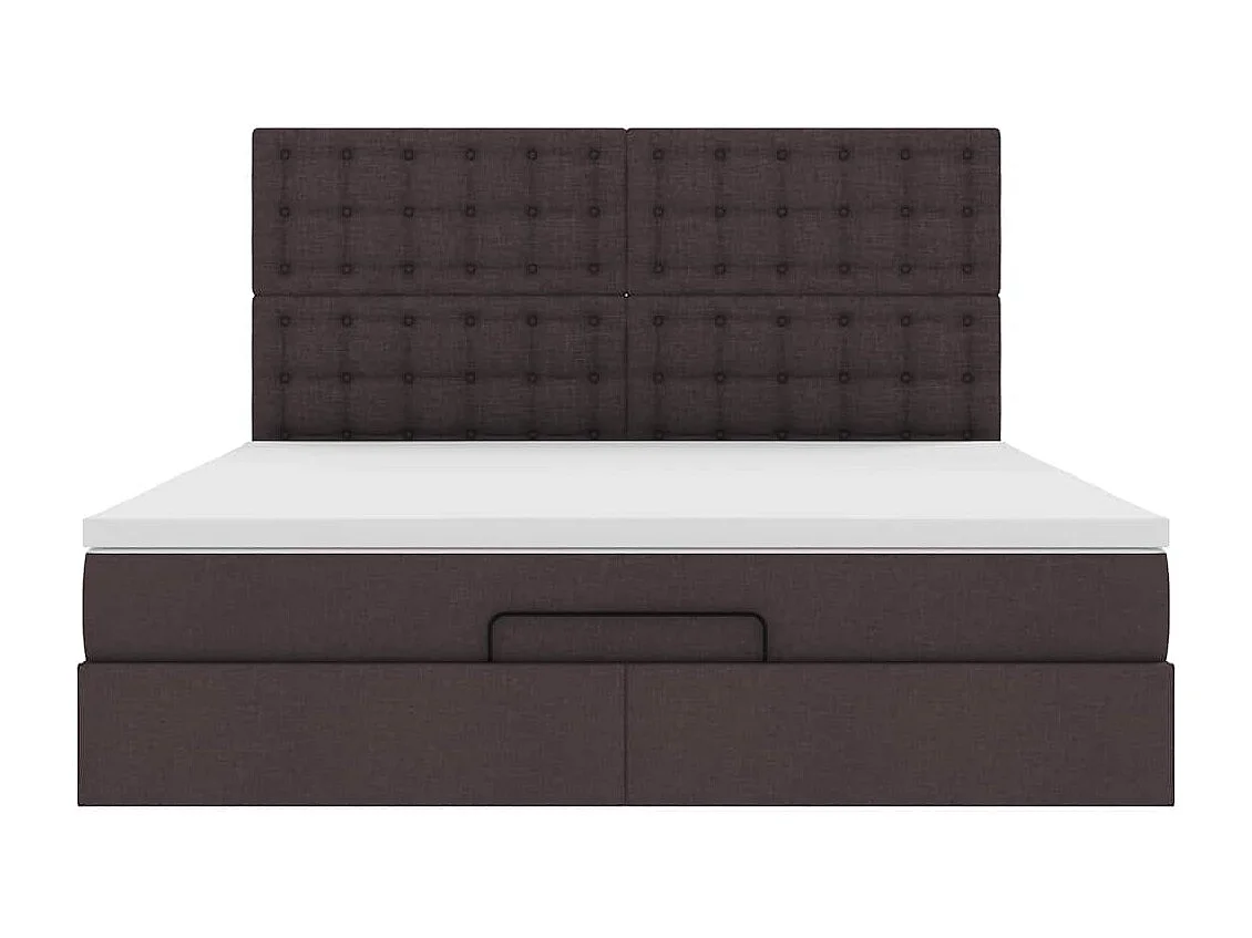 Cadre de lit ottoman avec matelas marron foncé 160x200 cm tissu