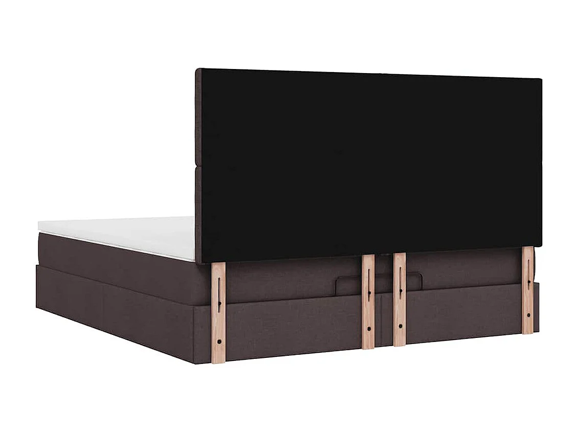 Cadre de lit ottoman avec matelas marron foncé 160x200 cm tissu