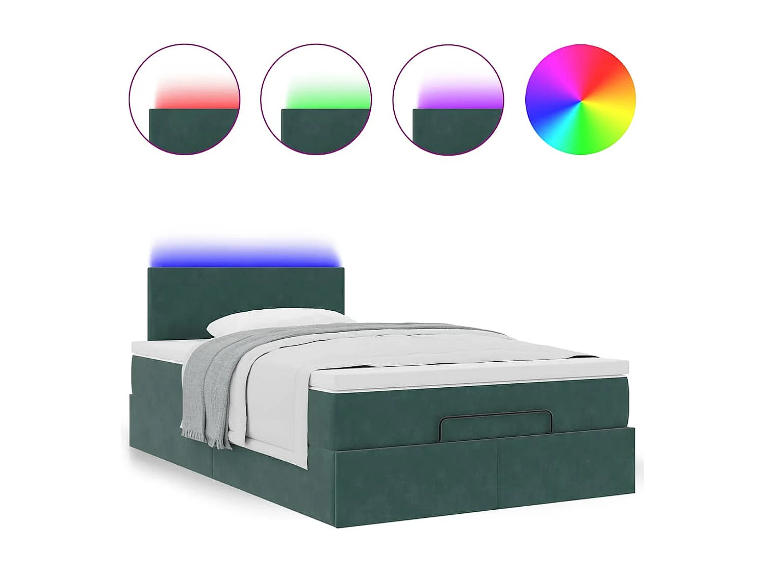 Cadre de lit ottoman avec matelas vert foncé 120x190 cm velours
