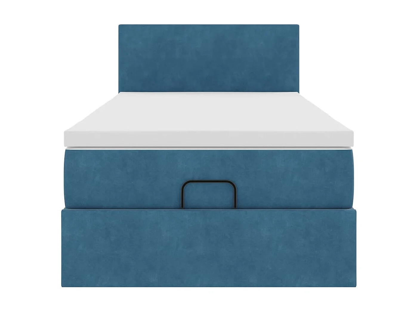 Cadre de lit ottoman avec matelas bleu foncé 100x200 cm velours