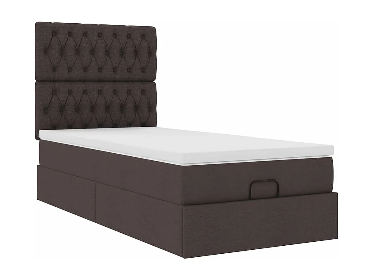 Ottoman bed met matras en LED's 100x200cm stof donkerbruin