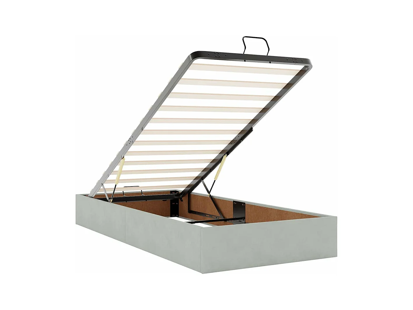 Estructura cama otomana colchón terciopelo gris claro 90x190cm