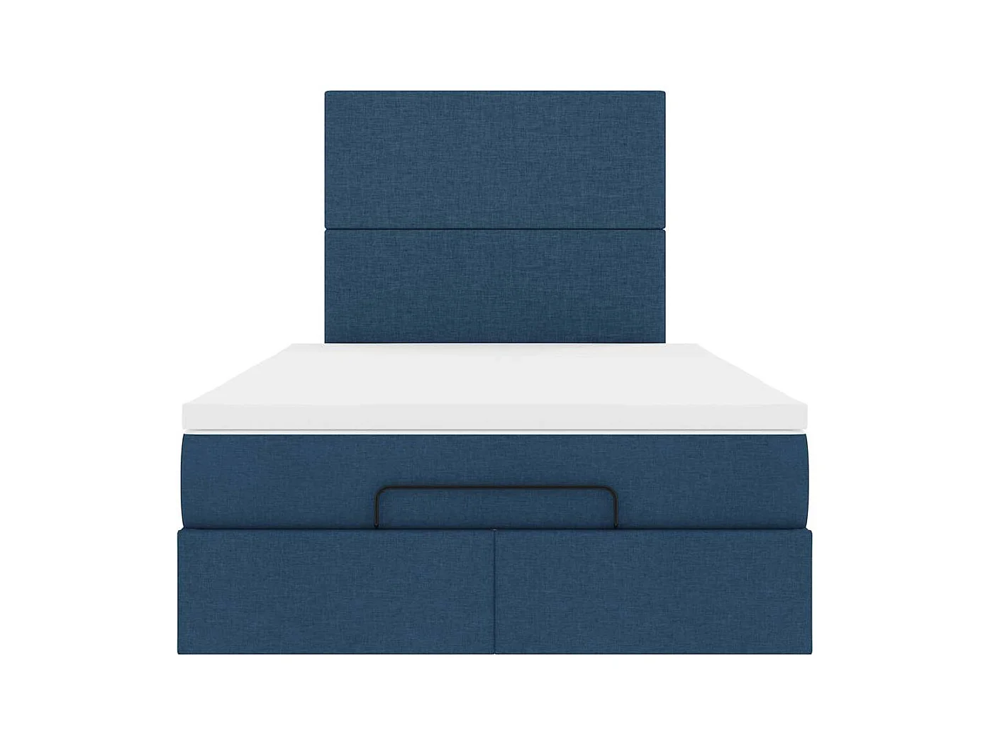 Cadre de lit ottoman avec matelas bleu 120x190 cm tissu