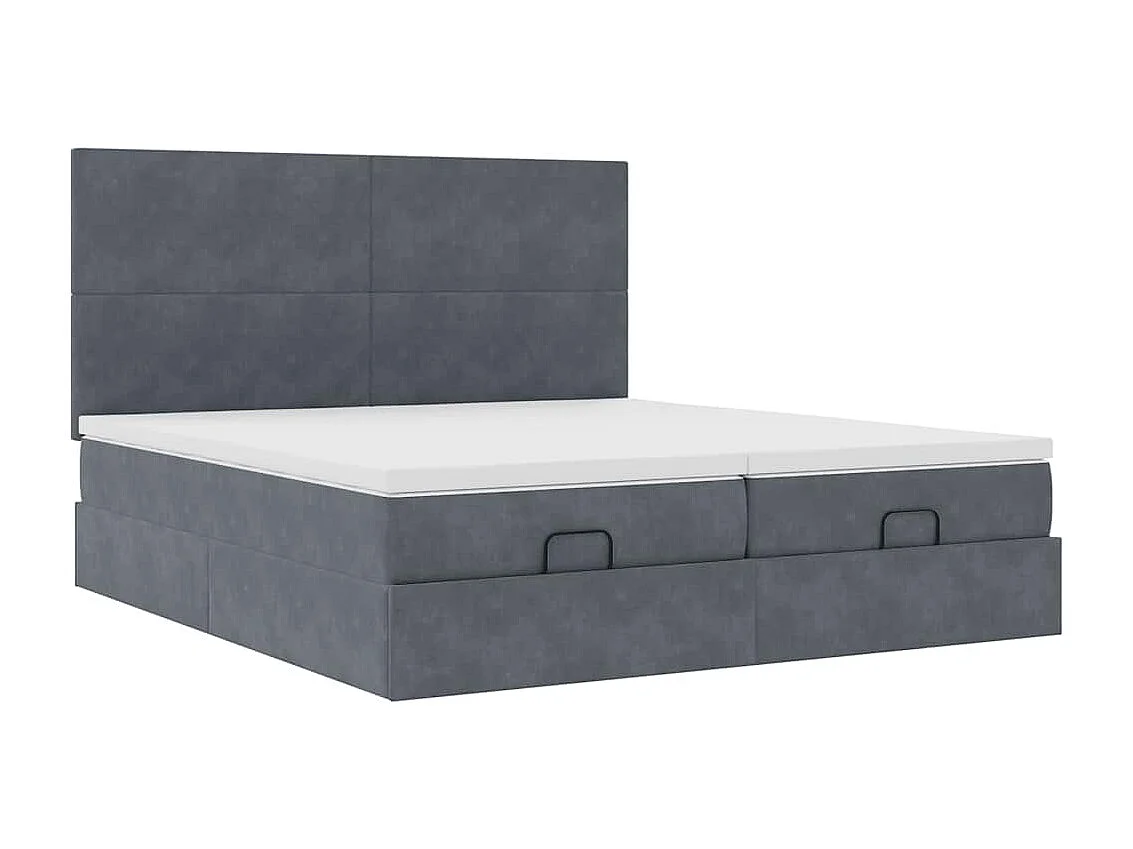 Cadre de lit ottoman avec matelas gris foncé 180x200cm velours