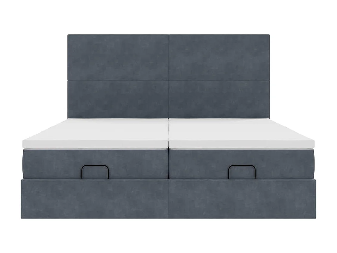 Cadre de lit ottoman avec matelas gris foncé 180x200cm velours