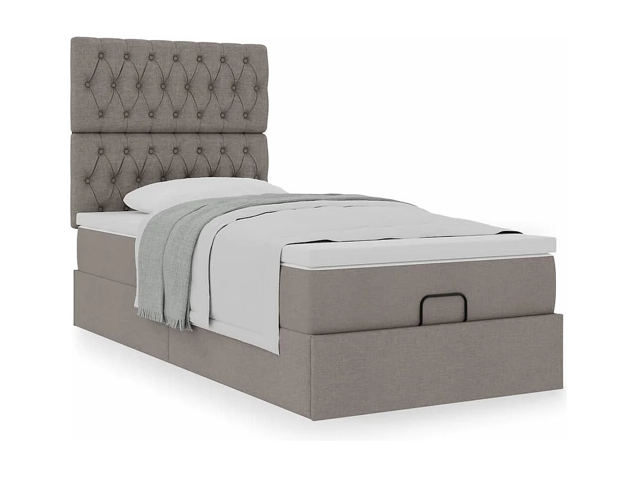 Cadre de lit ottoman avec matelas taupe 80x200 cm tissu