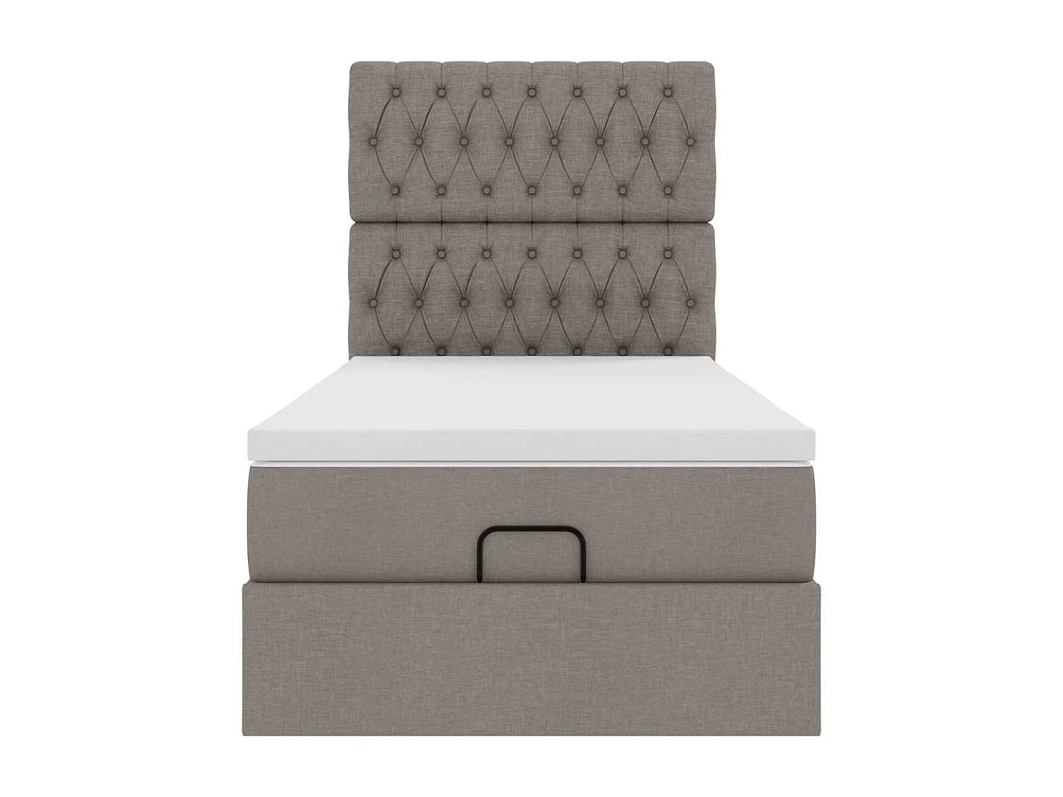 Cadre de lit ottoman avec matelas taupe 80x200 cm tissu