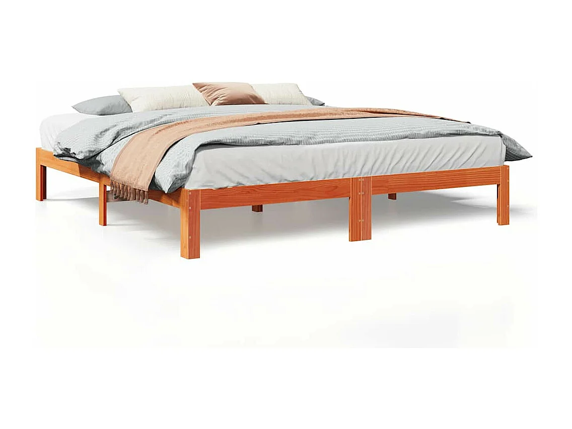 Cadre de lit sans matelas cire marron 180x200cm bois pin massif