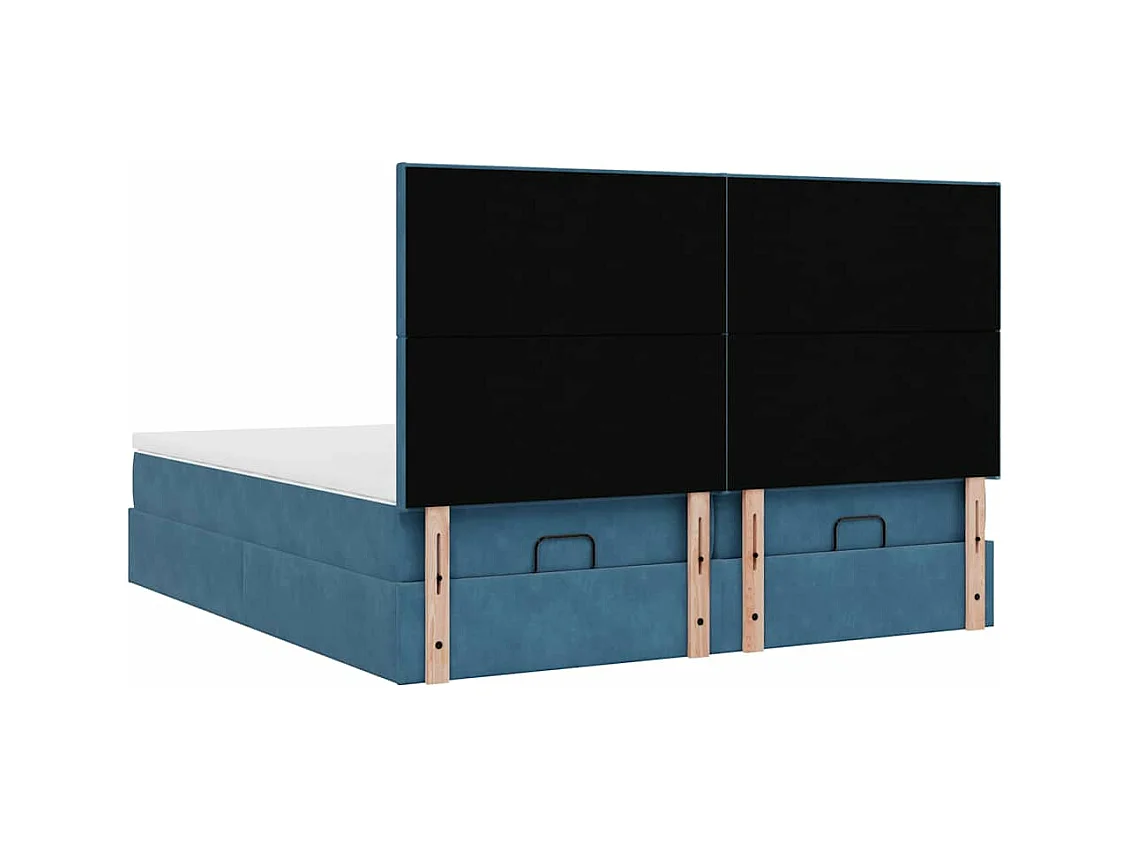 Estrutura de cama otomana com colchão azul escuro Veludo
