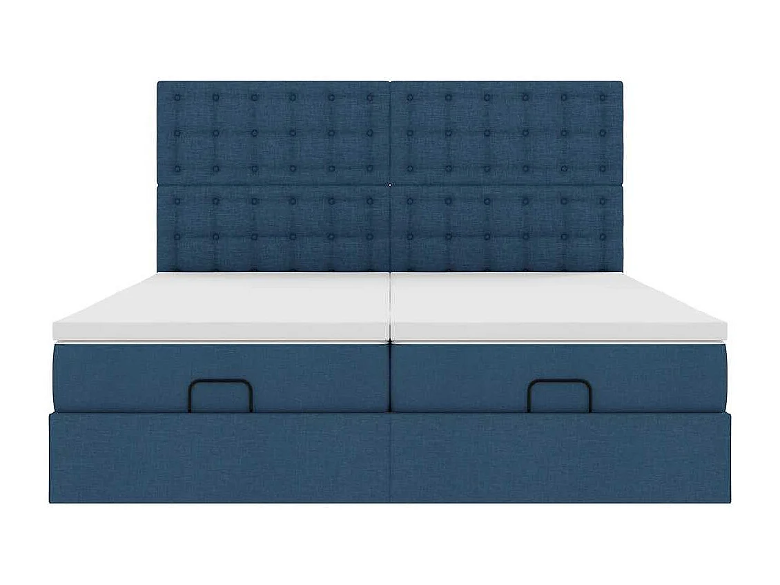 Cadre de lit ottoman avec matelas bleu 180x200 cm tissu