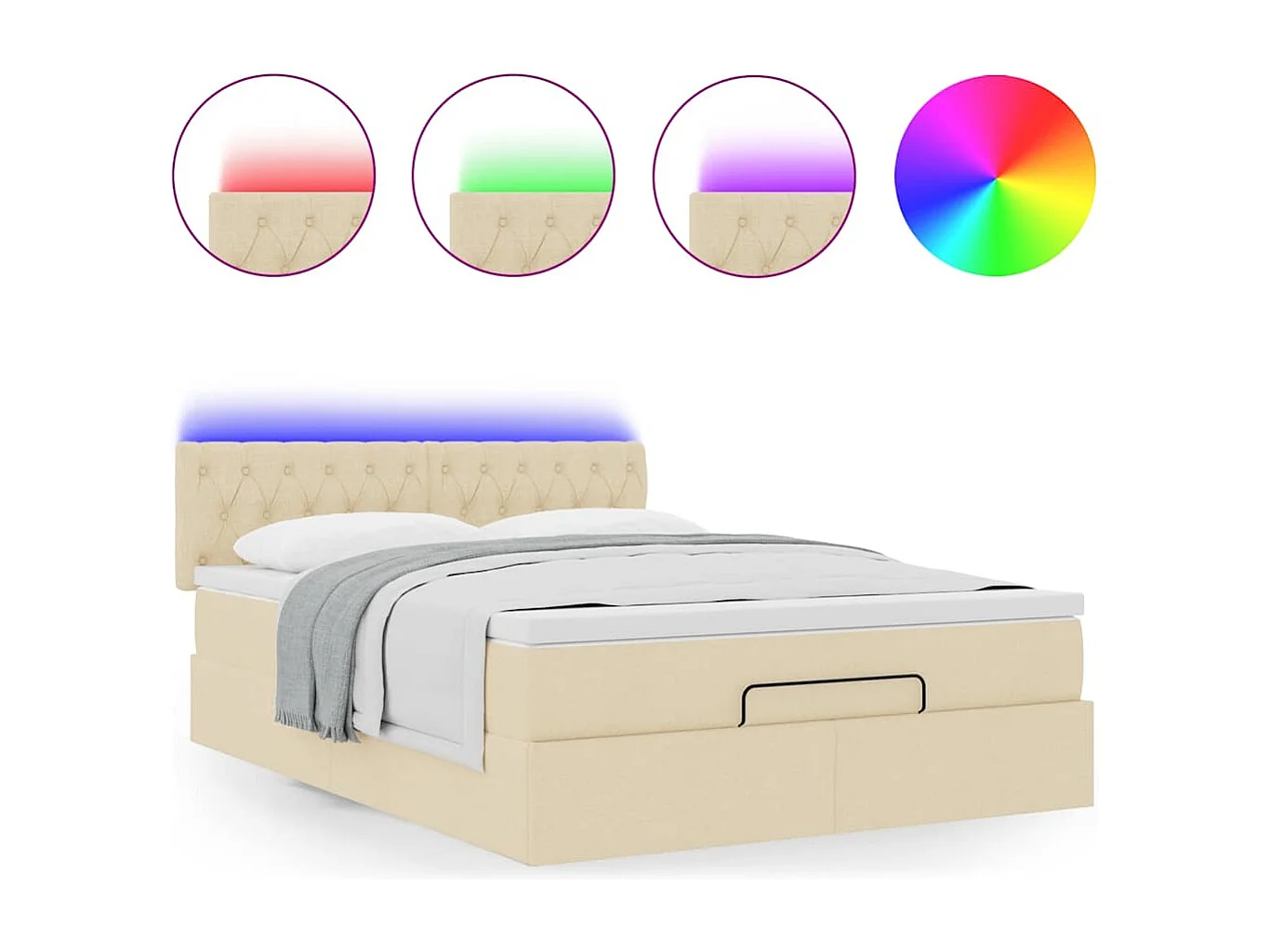 Lit ottoman avec matelas crème 140x200 cm tissu