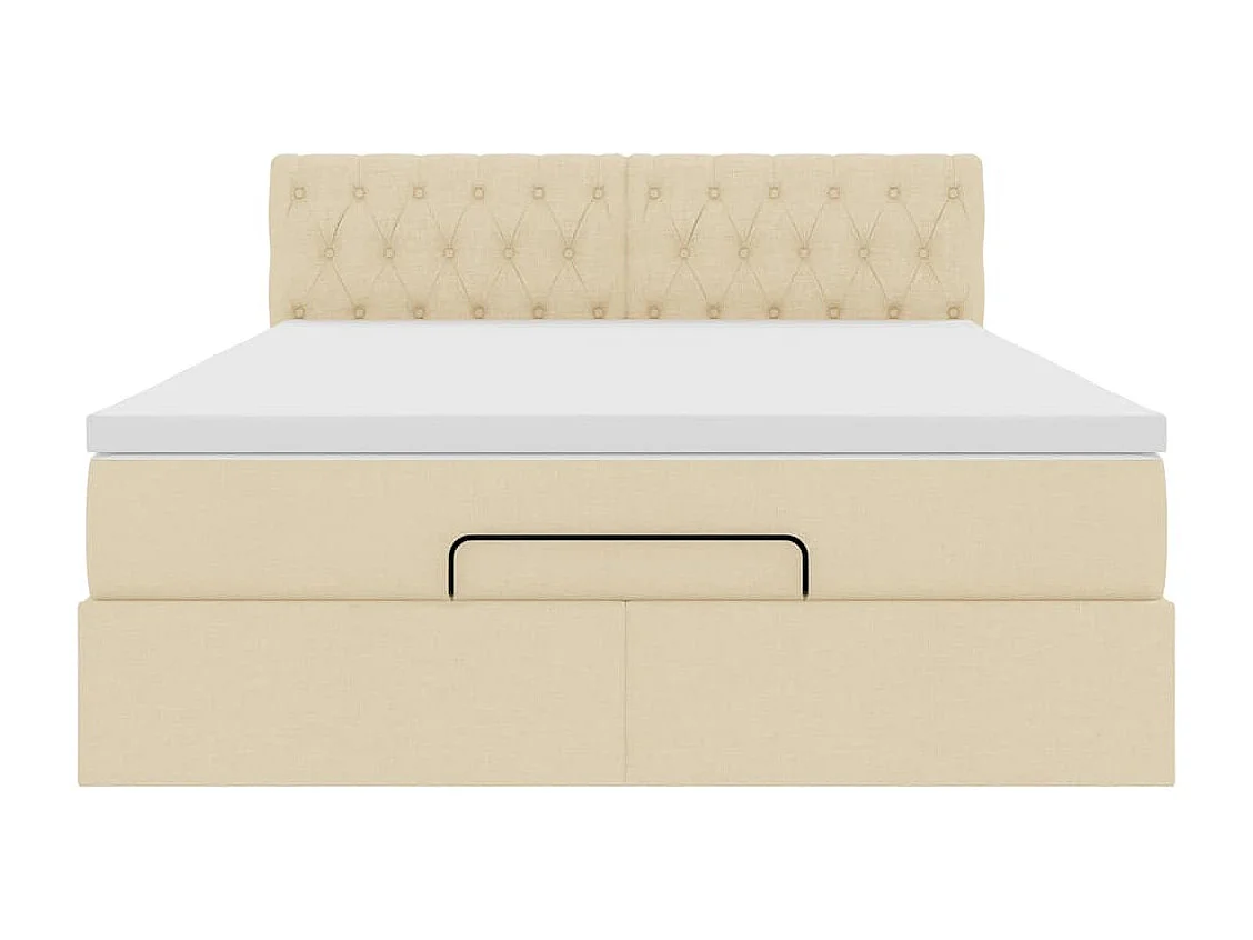 Lit ottoman avec matelas crème 140x200 cm tissu