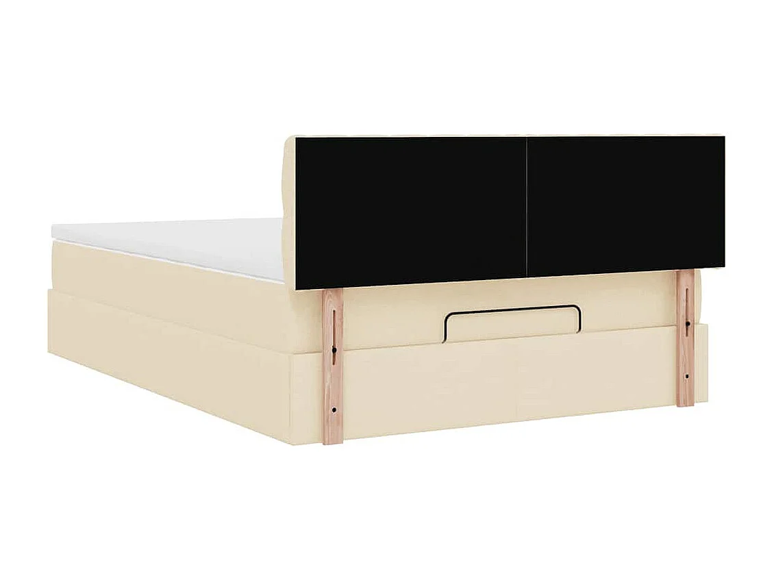 Lit ottoman avec matelas crème 140x200 cm tissu