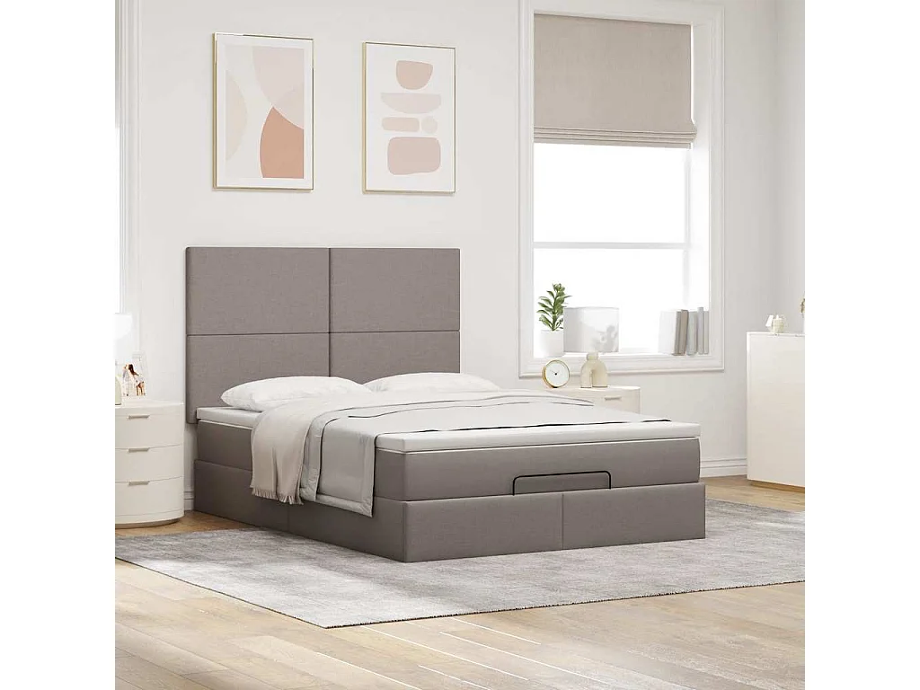 Ottoman bed met matras 140x200cm stof taupe