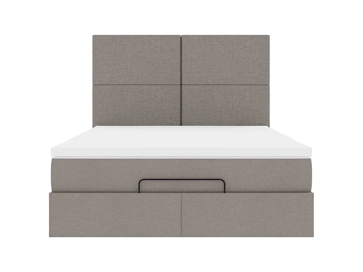 Estrutura de cama otomana com colchão tecido cinzento 140x200cm