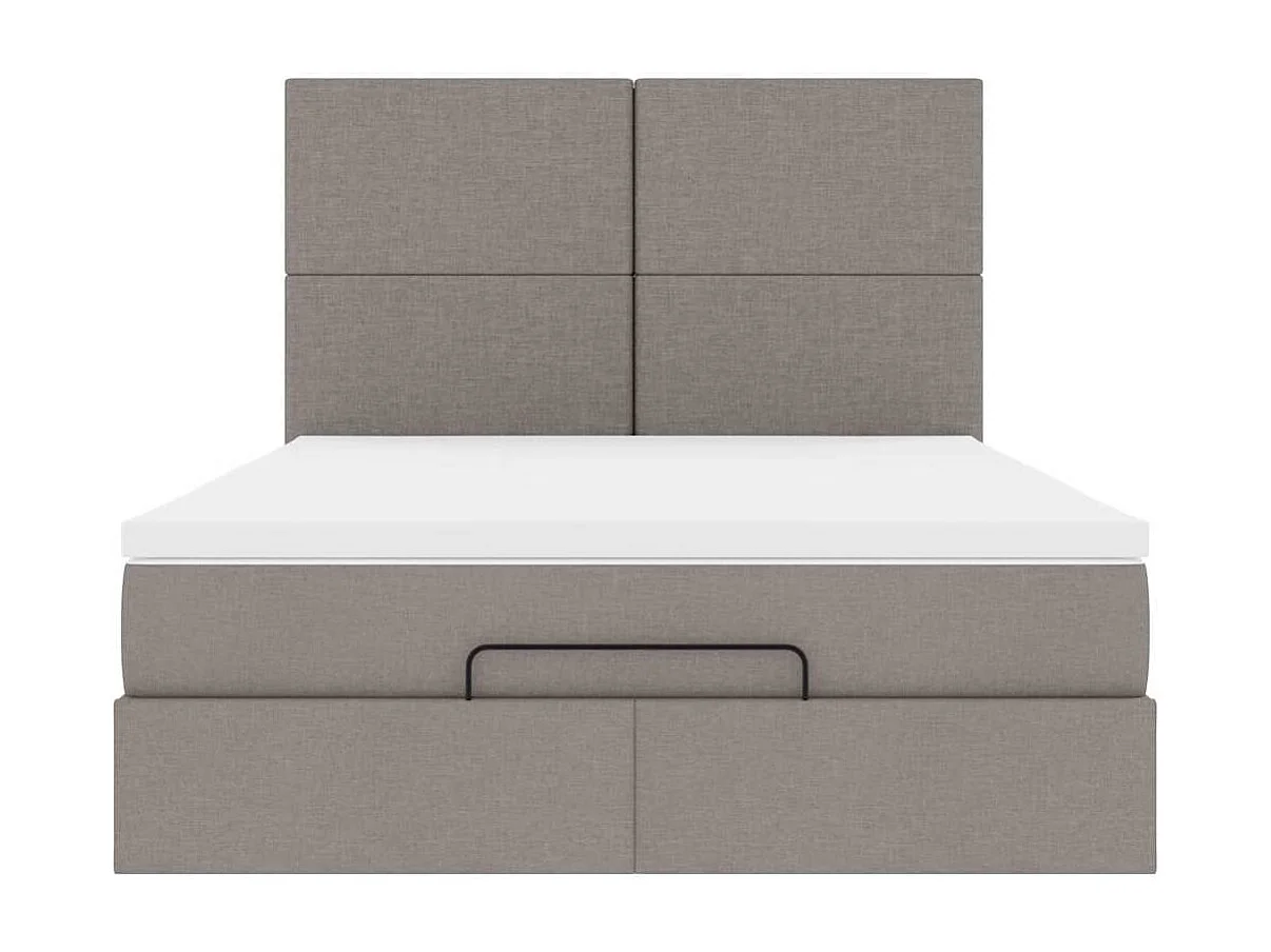 Estructura de cama otomana colchón tela gris pardo 140x200cm