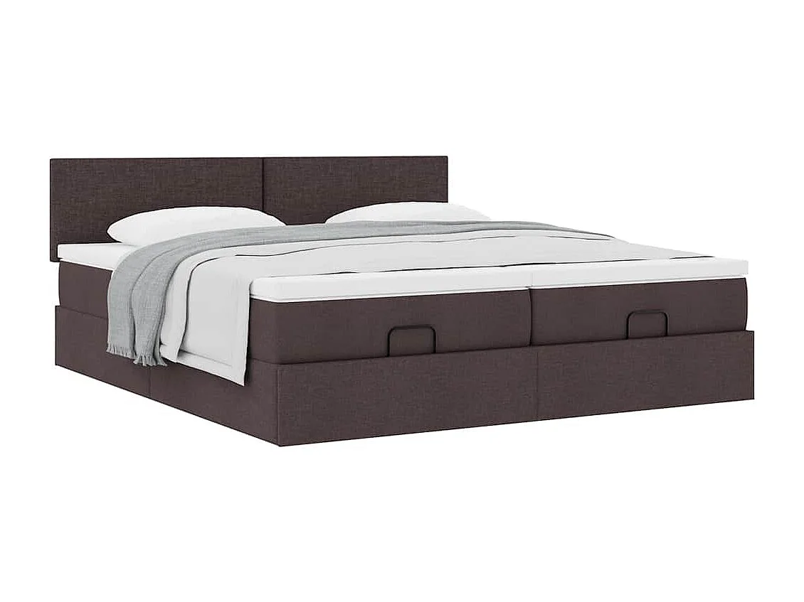 Cadre de lit ottoman avec matelas crème 160x200 cm tissu