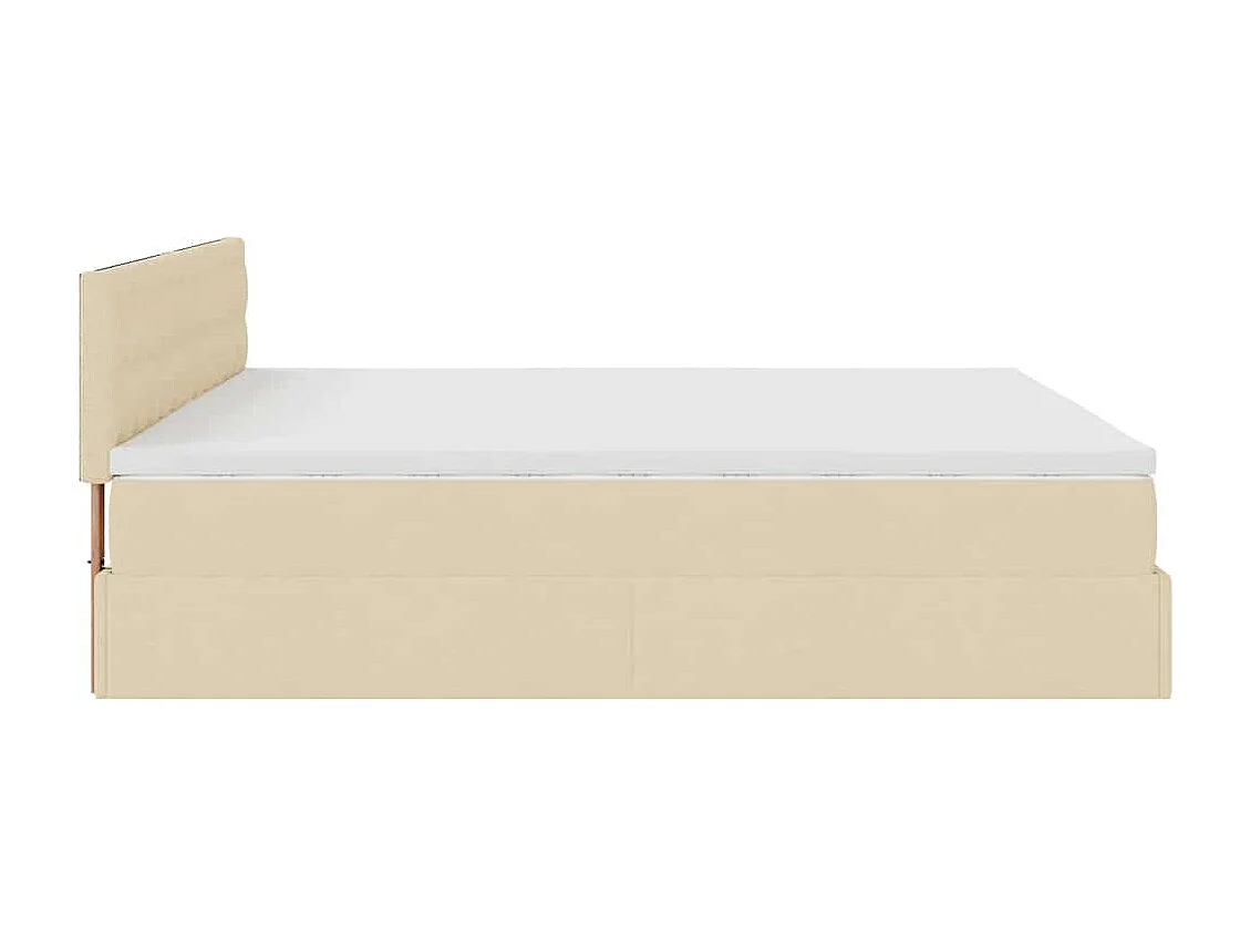 Cadre de lit ottoman avec matelas crème 160x200 cm tissu