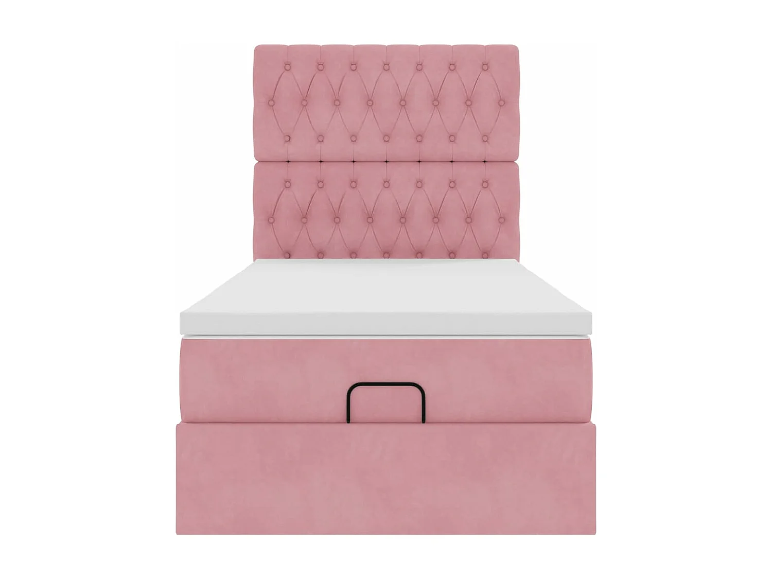 Estructura de cama otomana colchones terciopelo rosa 90x200cm