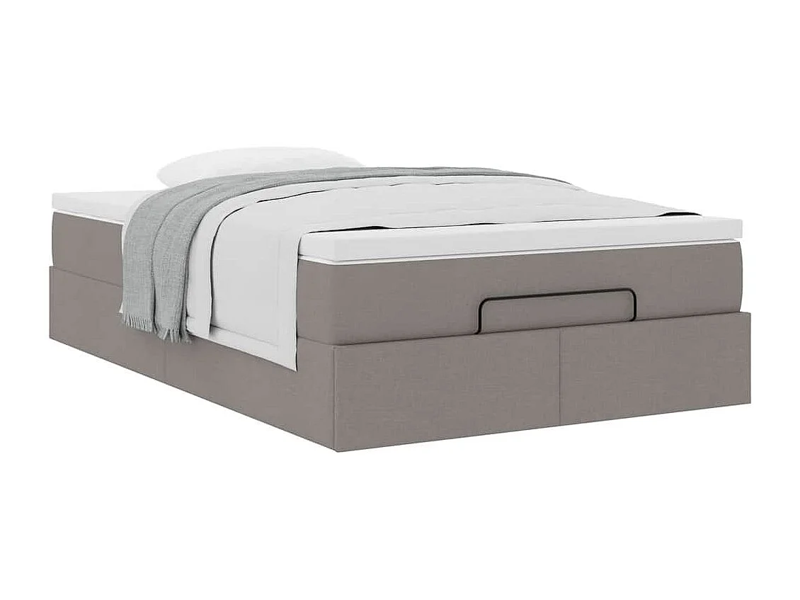 Cadre de lit ottoman avec matelas taupe 120x190 cm tissu