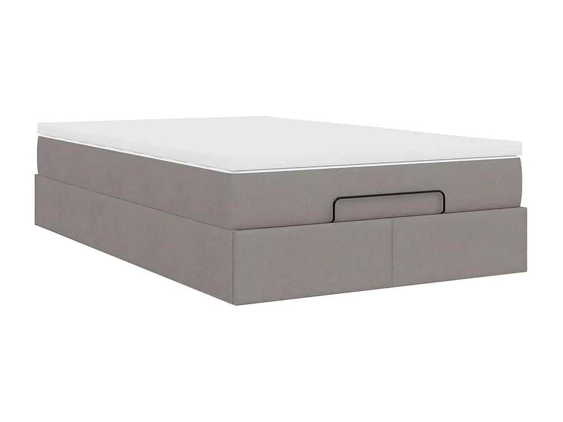 Cadre de lit ottoman avec matelas taupe 120x190 cm tissu
