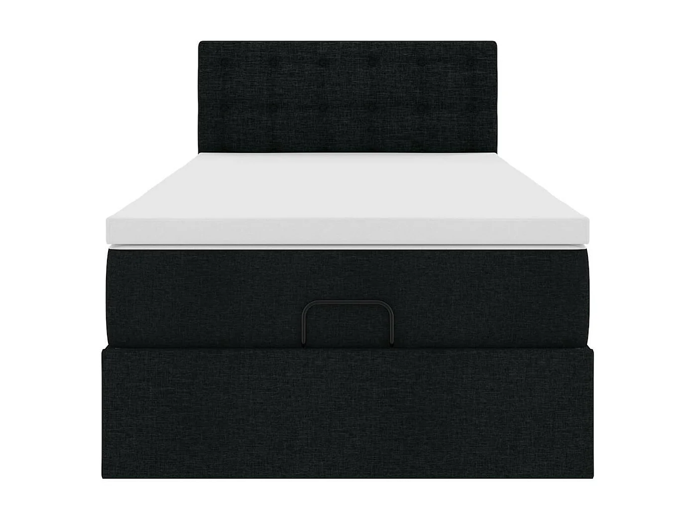 Cadre de lit ottoman avec matelas noir 90x190 cm tissu