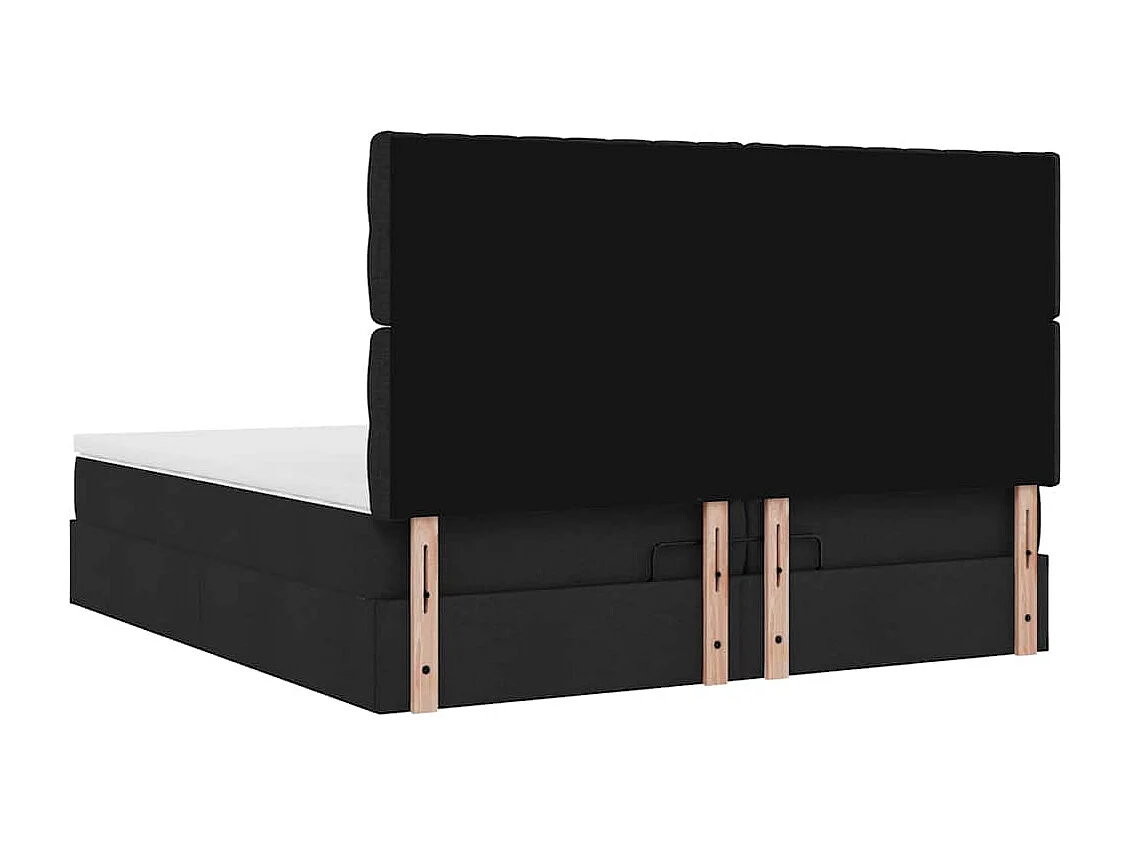 Cadre de lit ottoman avec matelas noir 200x200cm tissu