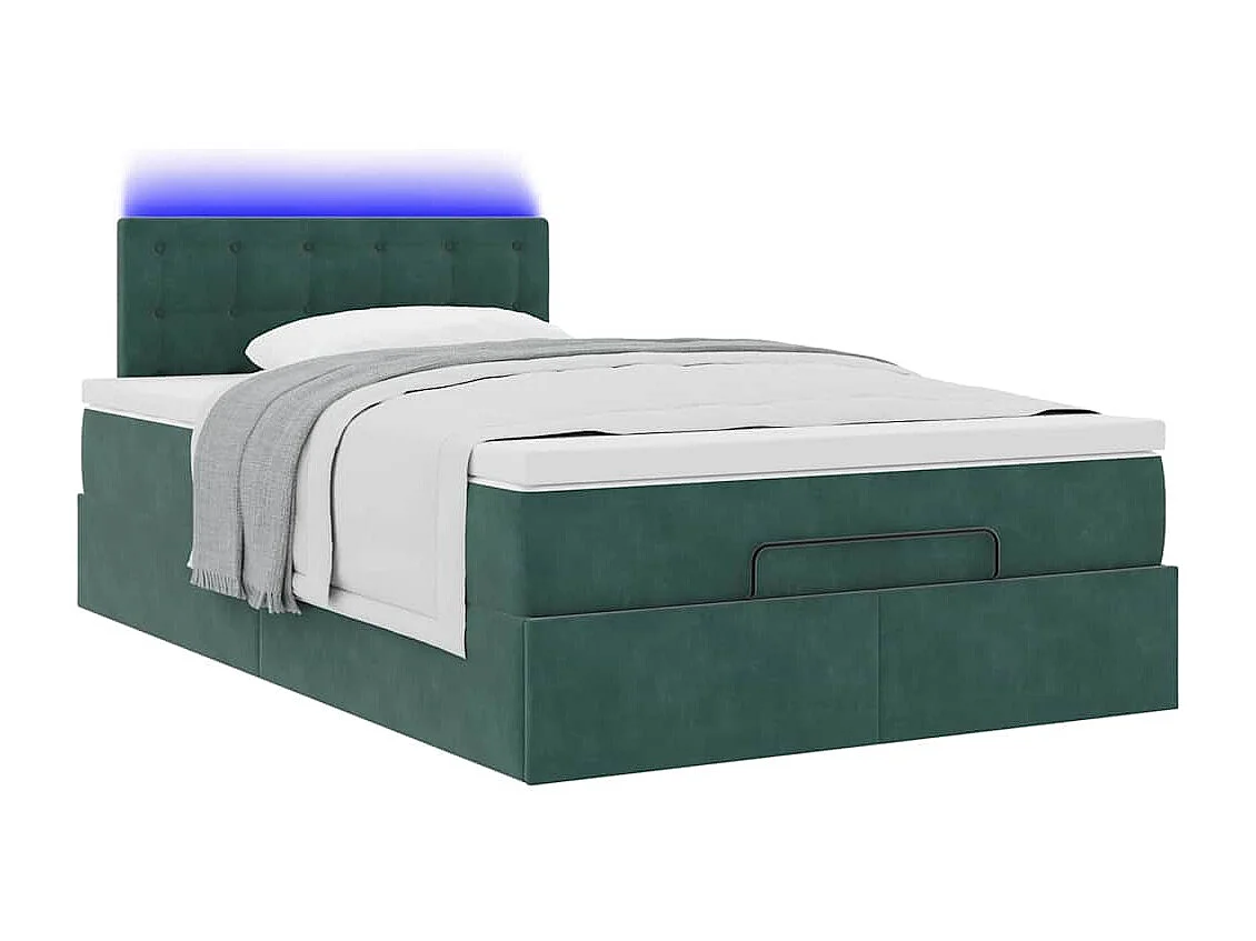 Cadre de lit ottoman avec matelas vert foncé 120x190 cm velours