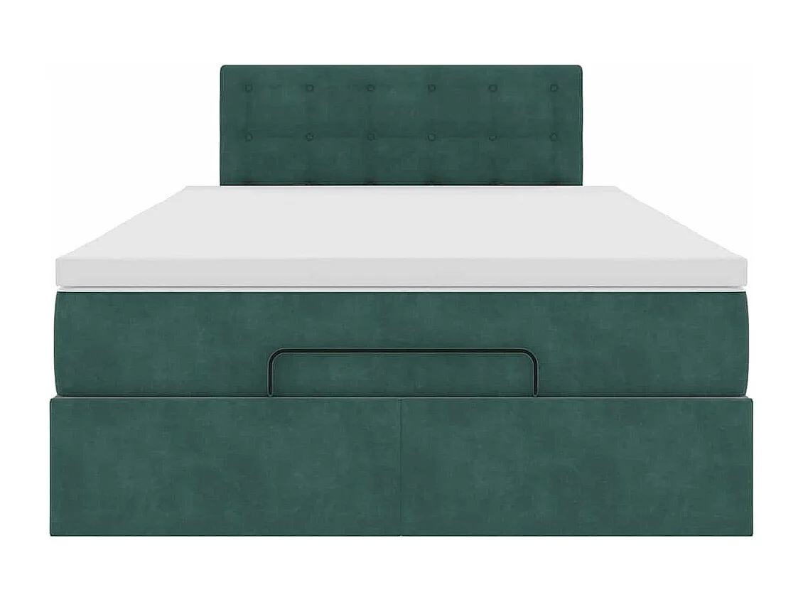Cadre de lit ottoman avec matelas vert foncé 120x190 cm velours