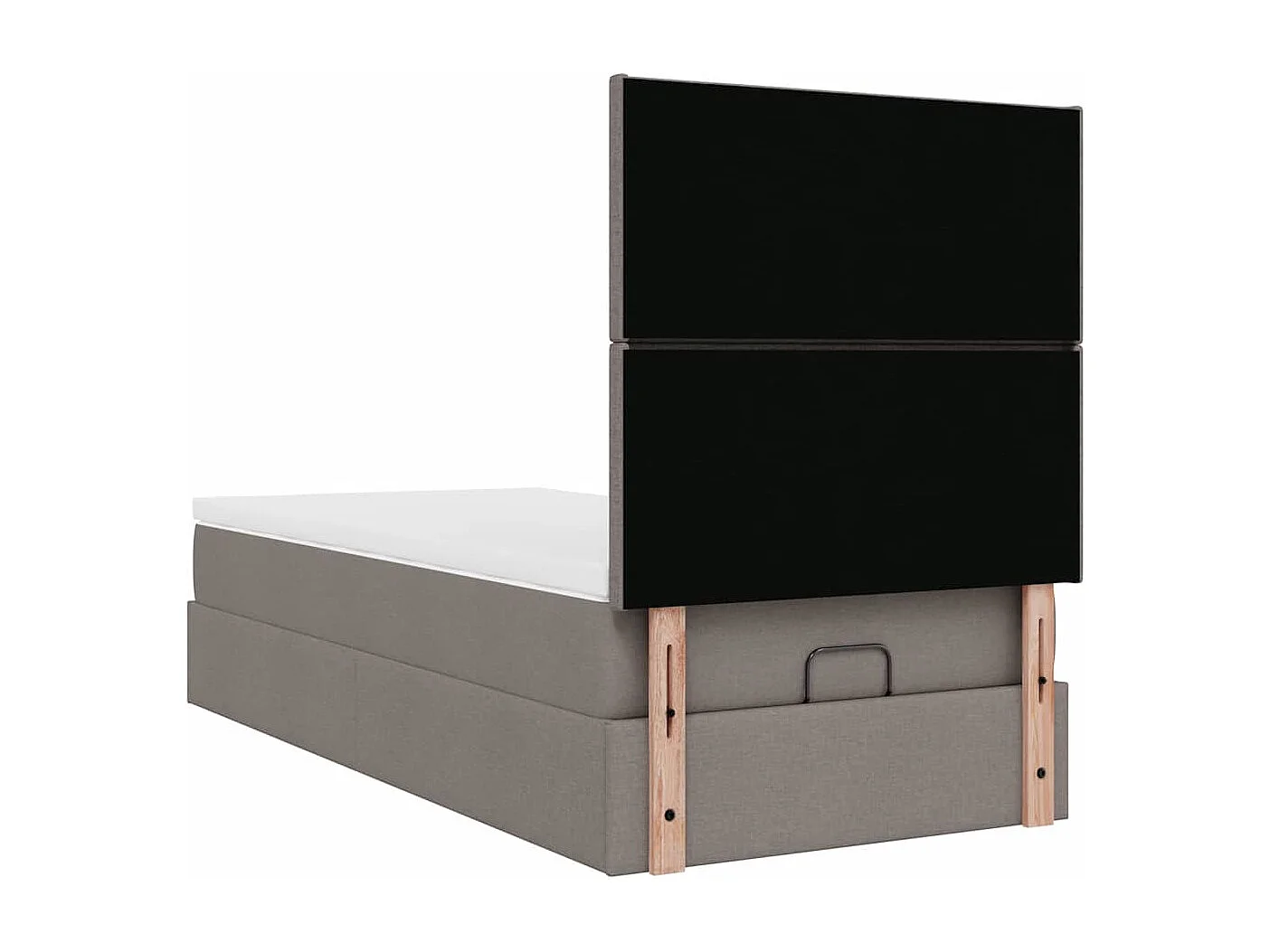 Estructura de cama otomana colchón tela gris pardo 90x200cm