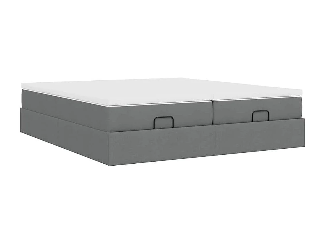 Cadre de lit ottoman avec matelas gris foncé 200x200cm tissu
