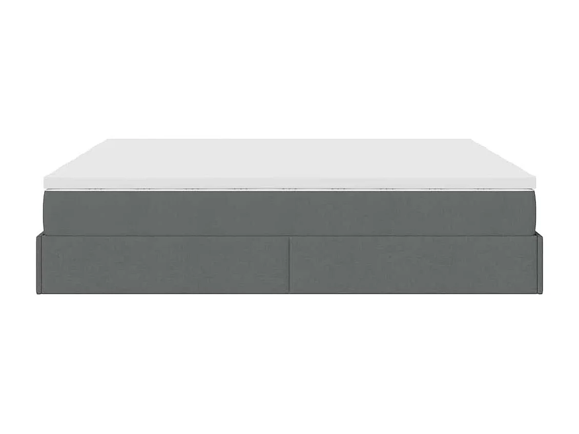 Cadre de lit ottoman avec matelas gris foncé 200x200cm tissu