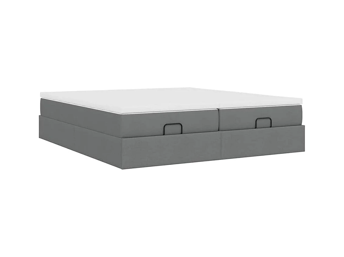 Cadre de lit ottoman avec matelas gris foncé 200x200cm tissu