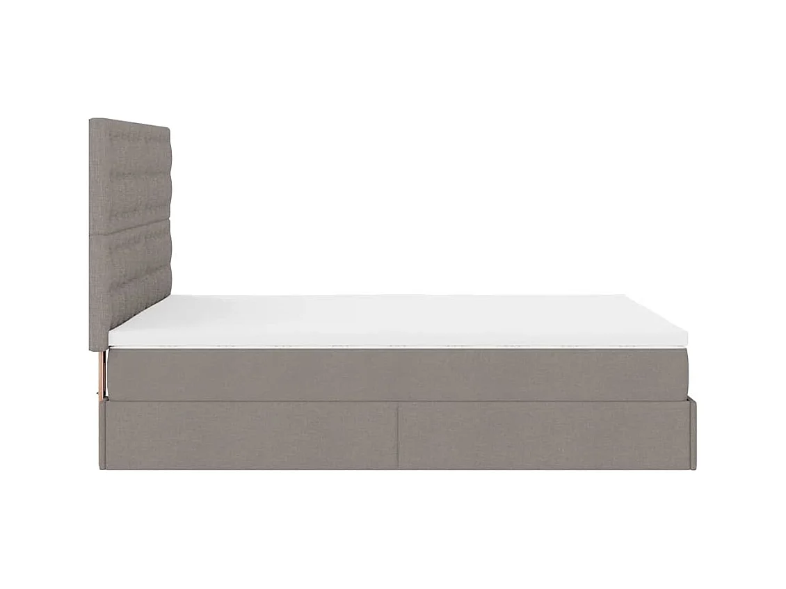 Cadre de lit ottoman avec matelas taupe 140x200 cm tissu