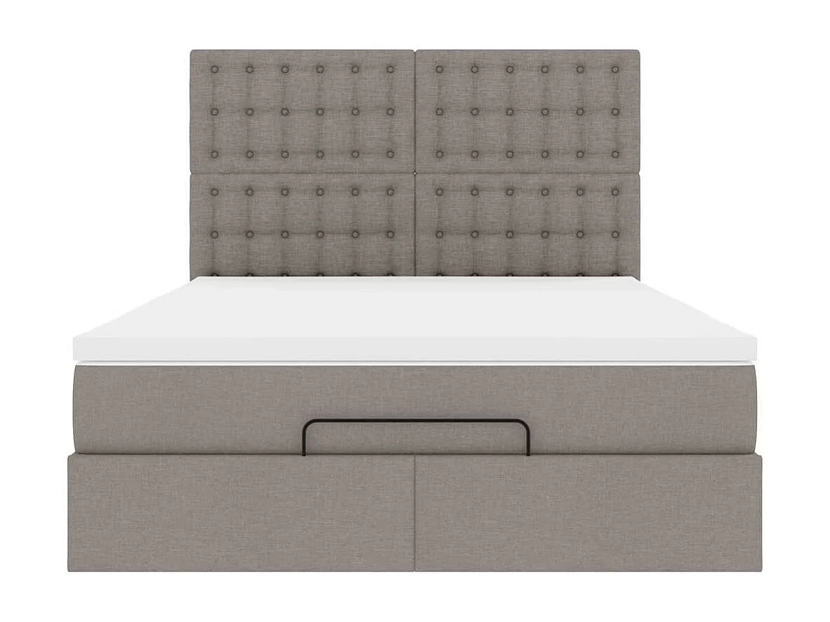 Cadre de lit ottoman avec matelas taupe 140x200 cm tissu