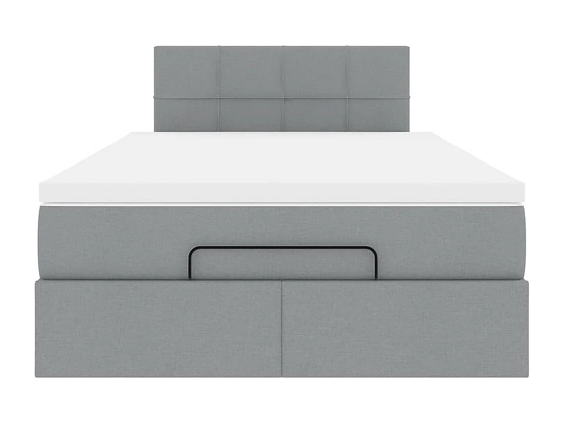 Cadre de lit ottoman avec matelas gris clair 120x190 cm tissu
