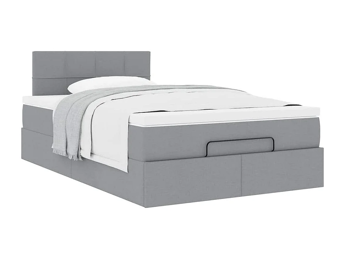 Cadre de lit ottoman avec matelas gris clair 120x190 cm tissu