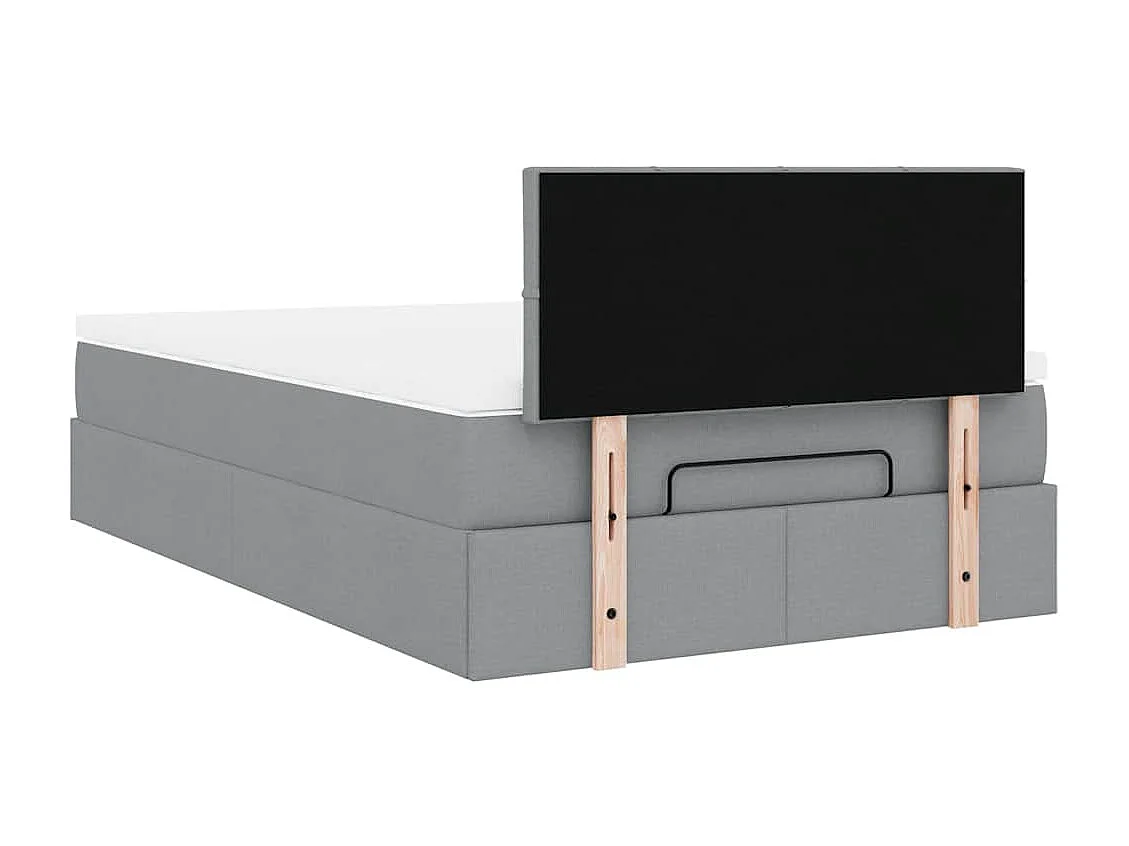 Cadre de lit ottoman avec matelas gris clair 120x190 cm tissu