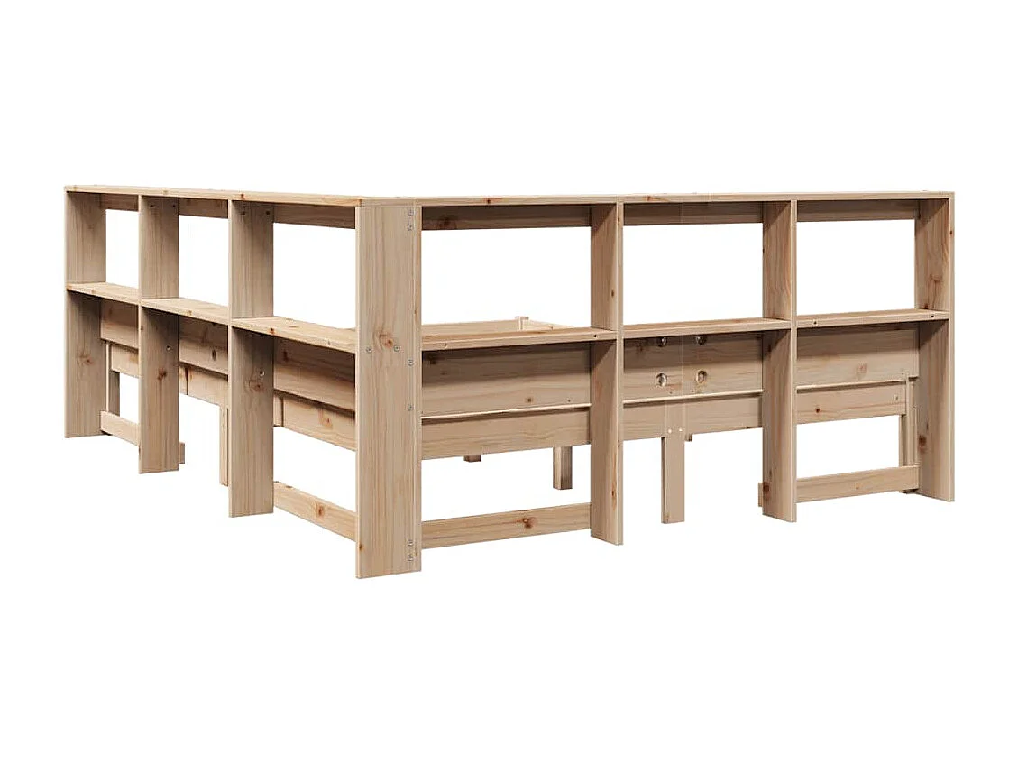 Lit bibliothèque sans matelas 140x190 cm bois de pin massif